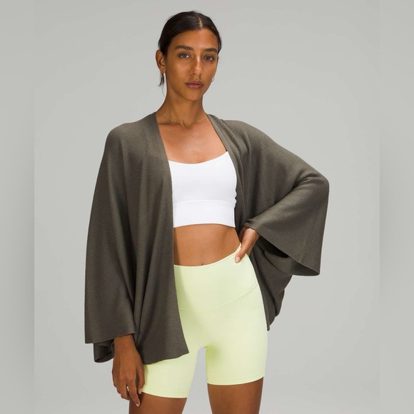 lululemon athletica Sweaters - Lululemon Cashlu Knit Textured WrapGrey Sage Size Medium